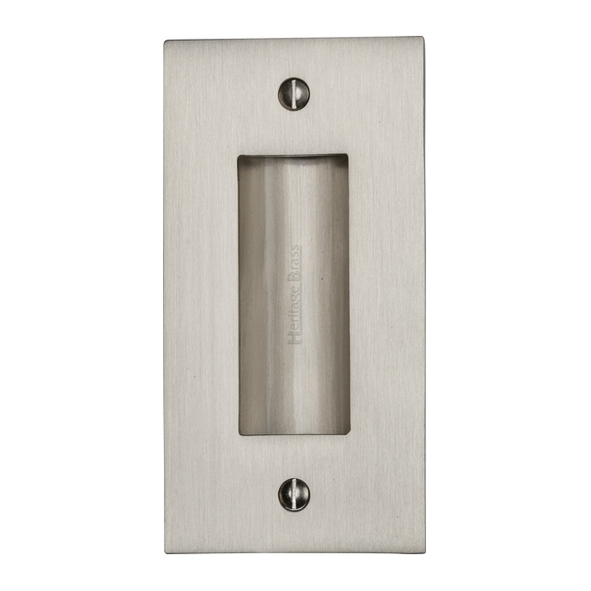 C1820 4-SN • 102 x 52mm • Satin Nickel • Heritage Brass Heavy Traditional Rectangular Flush Pull